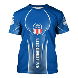 Railspirit Personalized Union Pacific Railroad T-Shirt Striking Line Style Big Boy Train Shirt For Locomotive Lovers