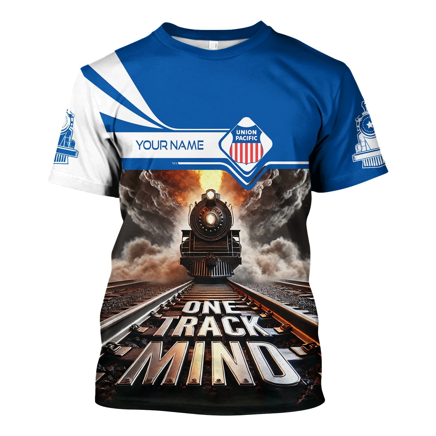 Railspirit Personalized Union Pacific Railroad T Shirt One Track Mind Big Boy Train Printed Shirt