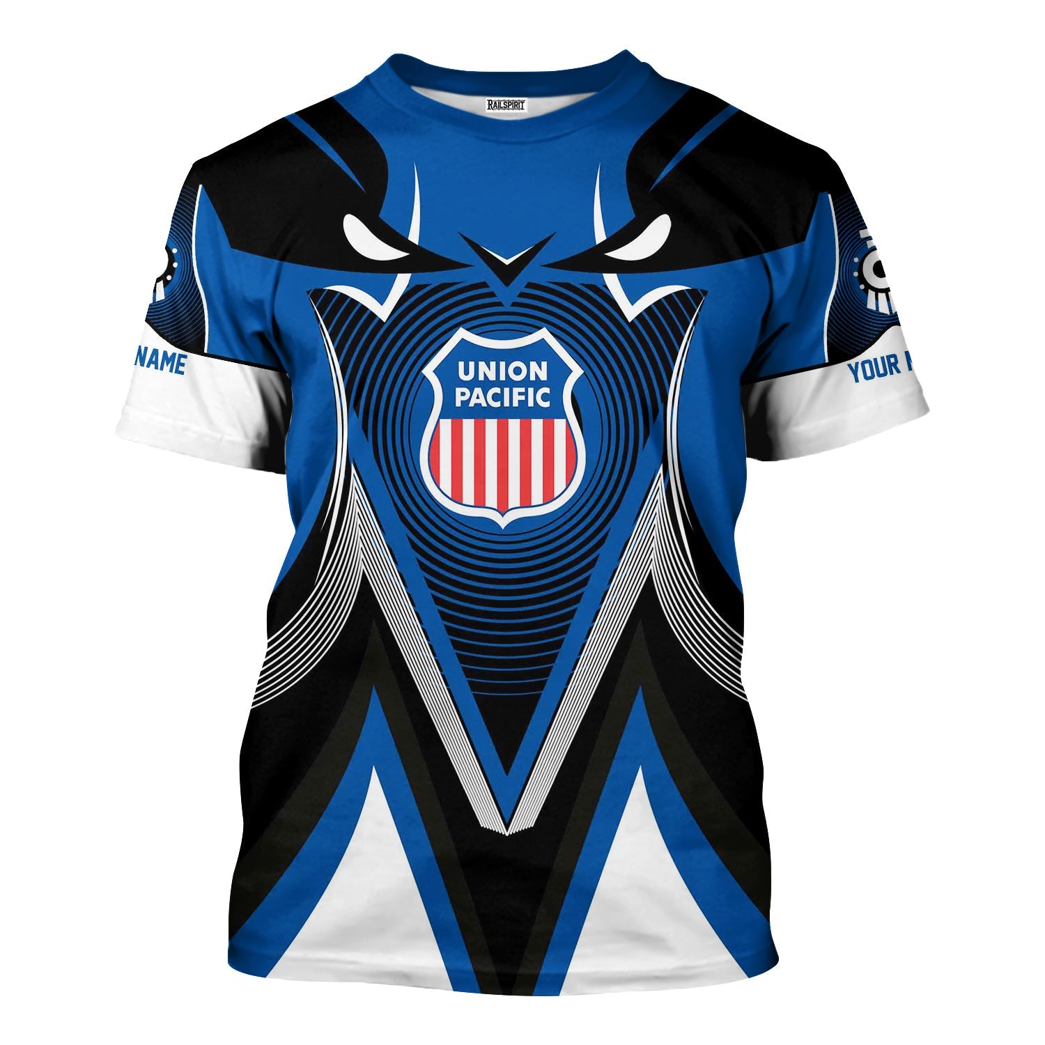 Railspirit Personalized Union Pacific Railroad T-Shirt Vibrant Graphic Pattern Big Boy Shirt For Train Enthusiasts