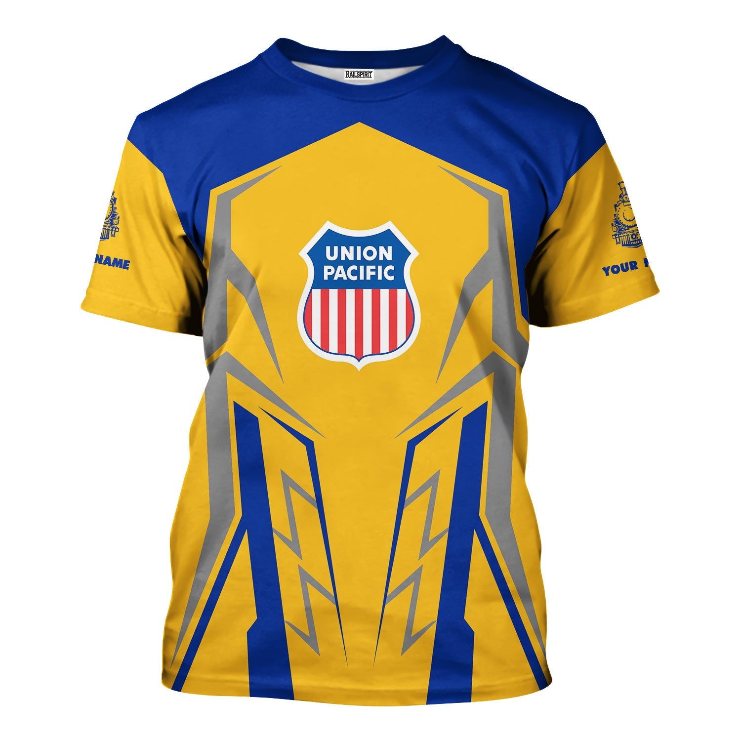 Railspirit Personalized Union Pacific Railroad T-Shirt Futuristic Design with Custom Job Big Boy Train Shirt