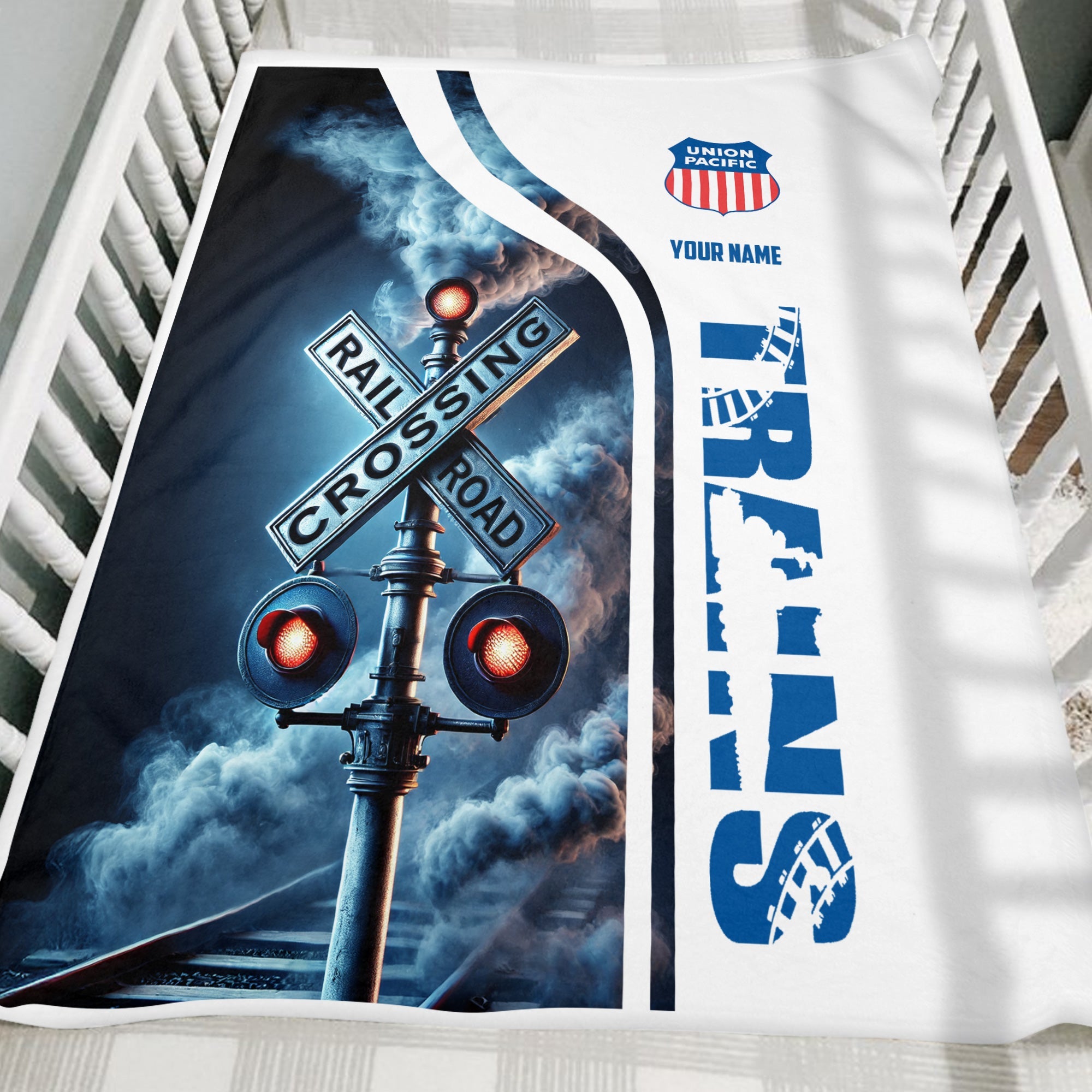 Railspirit Personalized Union Pacific Railroad Blanket Railroad Crossing Sign Big Boy Blanket All Over Print