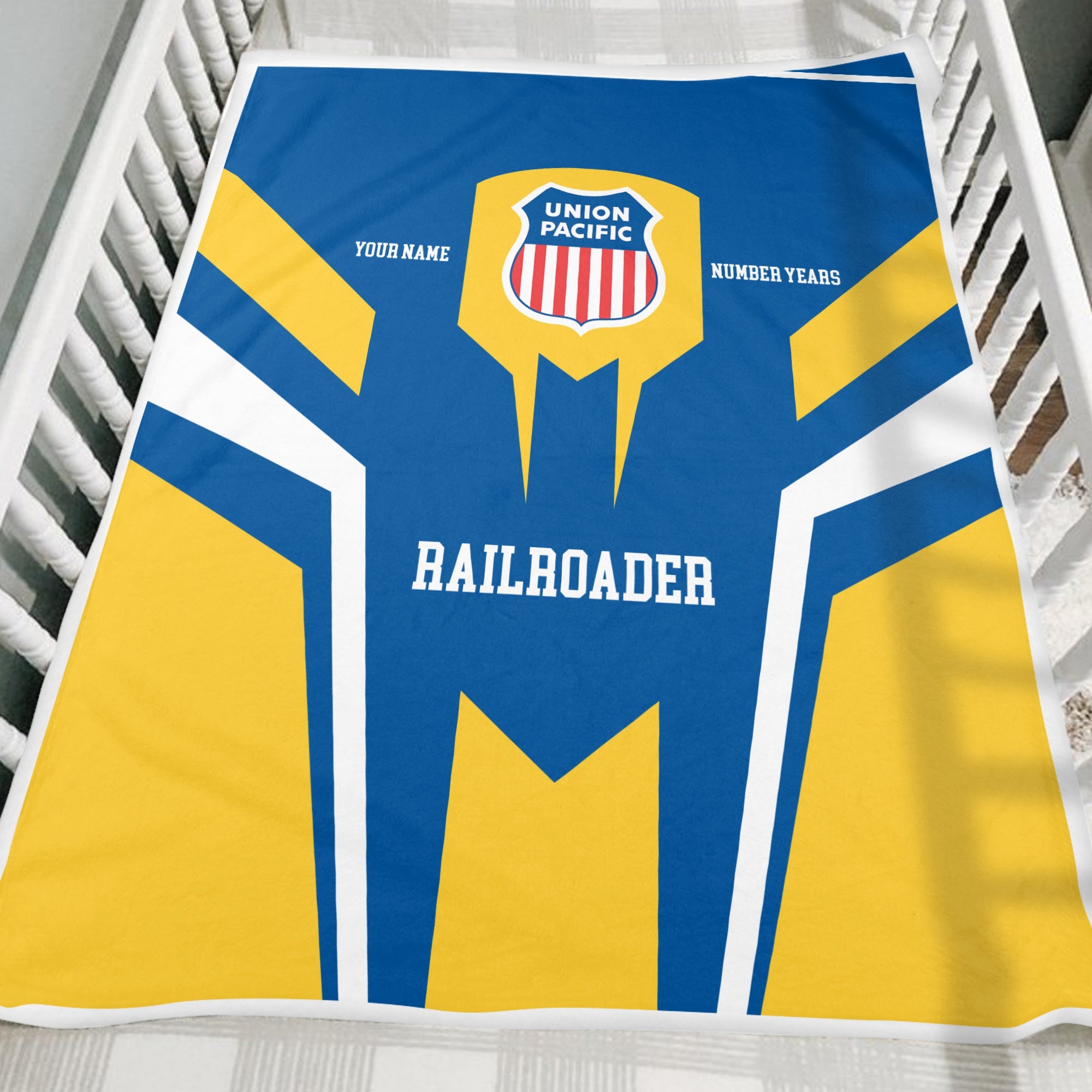 Railspirit Personalized Union Pacific Railroad Blanket Custom Year Railroader Big Boy Gift Idea For Train Lover