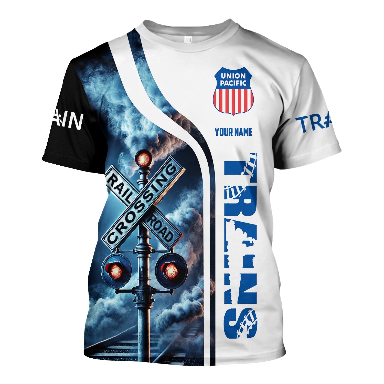 Railspirit Custom Name Union Pacific Railroad T Shirt Railroad Crossing Sign Train Shirt All Over Print