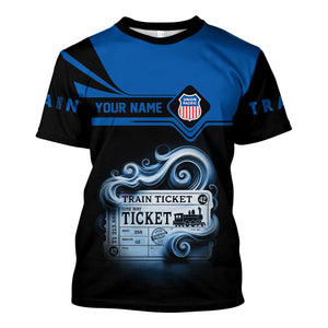 Railspirit Personalized Union Pacific Railroad T Shirt Train Ticket American Locomotive Printed Train