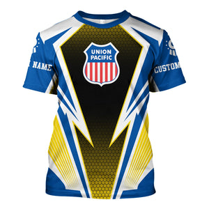 Railspirit Personalized Union Pacific Railroad T-Shirt Lightning Graphic Style Big Boy Shirt Gift Idea For Train Lover