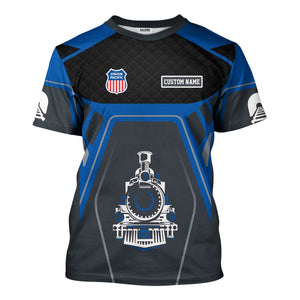 Railspirit Personalized Union Pacific Railroad T-Shirt Steam Locomotive Engine Graphic Big Boy Train Shirt All Over Print