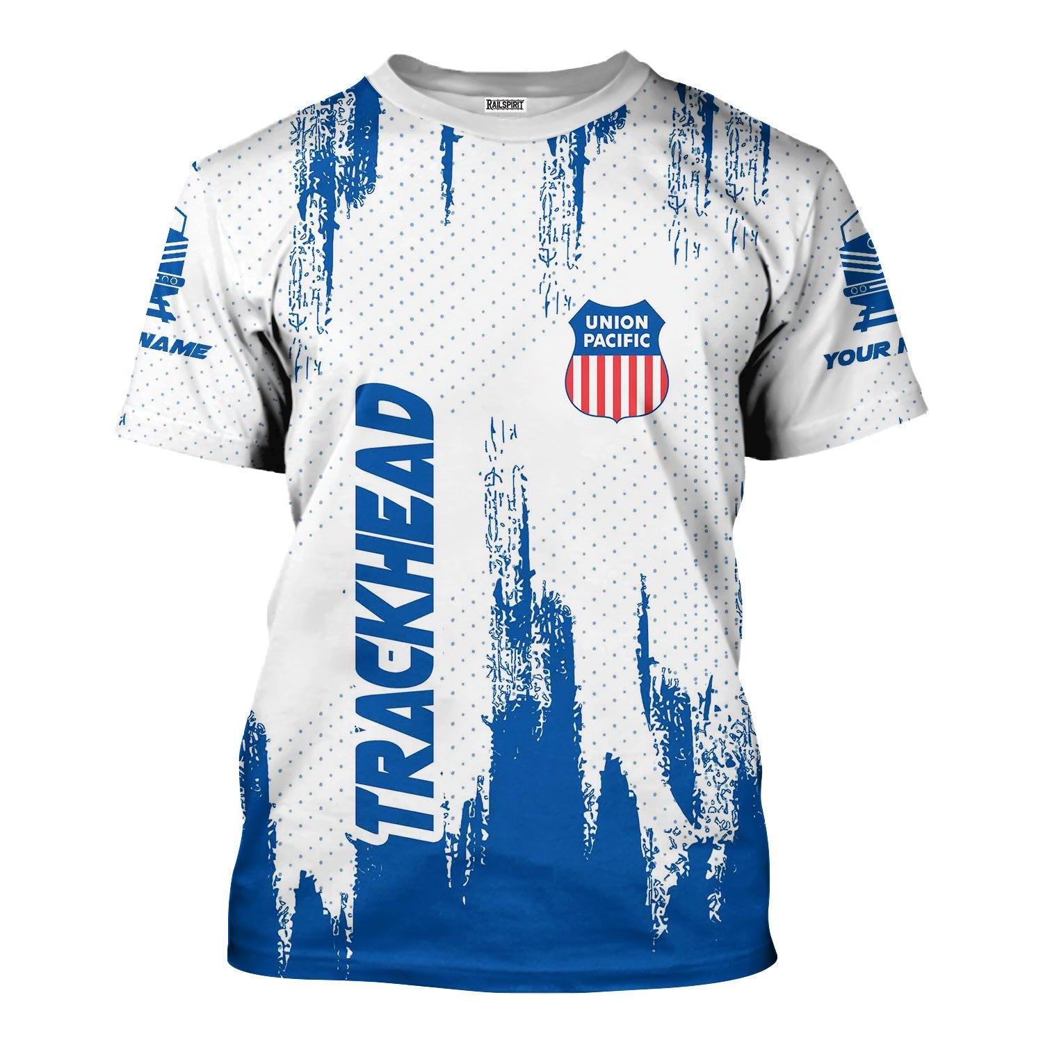 Railspirit Personalized Union Pacific Railroad T-Shirt Paint Impact Design Big Boy Train Shirt for Trackhead