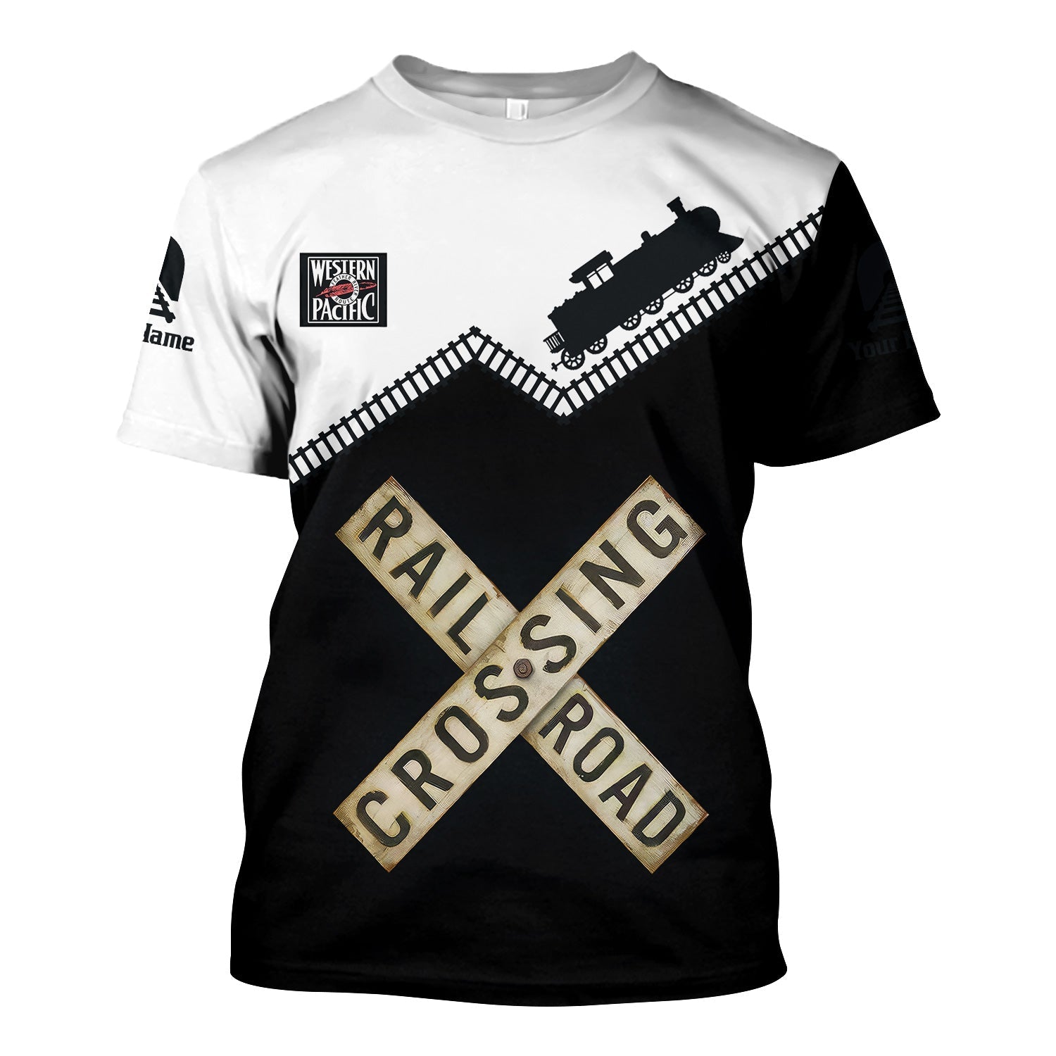 Railspirit Personalized Western Pacific Railroad T Shirt Railroad Crossing Printed Train Track Shirt
