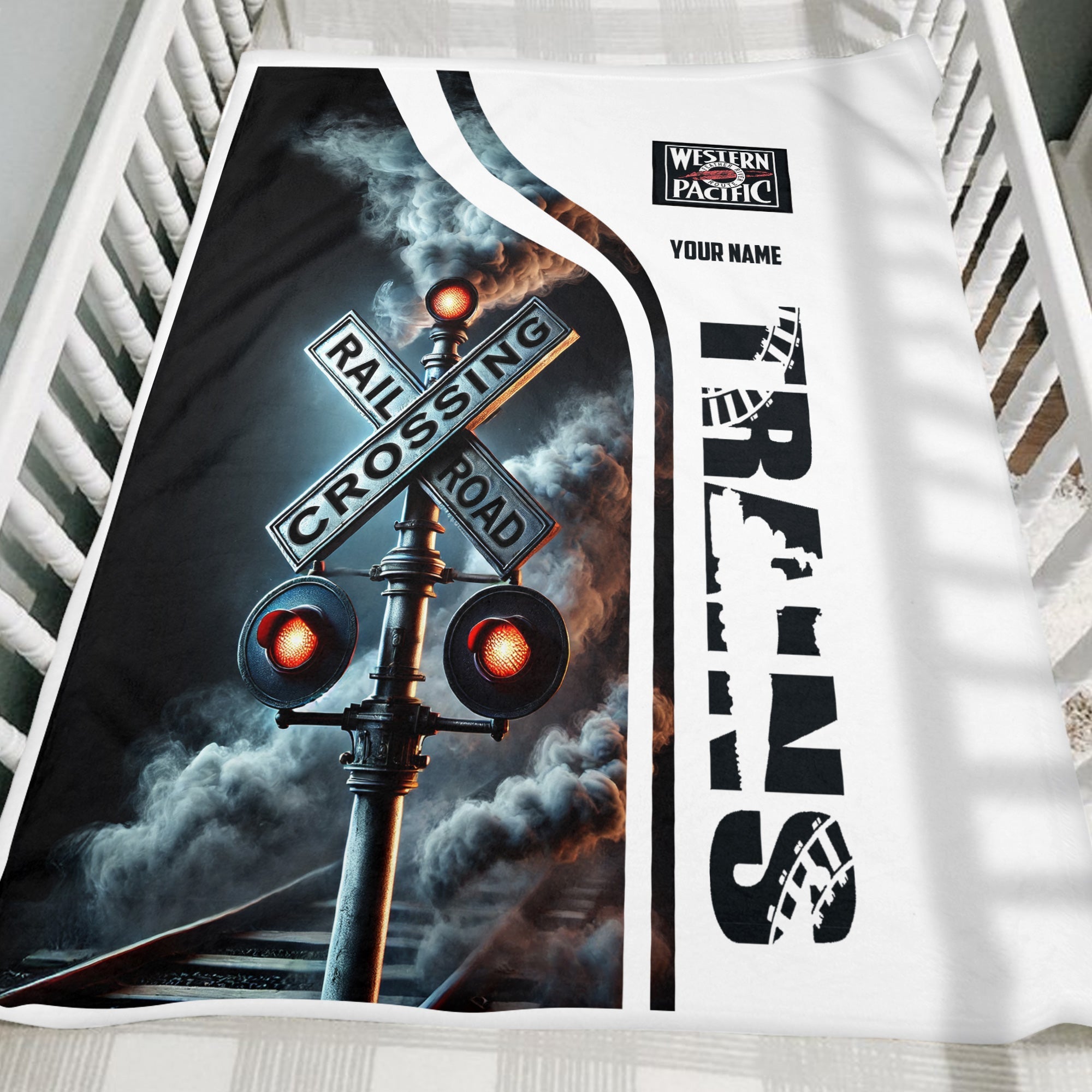 Railspirit Personalized Western Pacific Railroad Blanket Railroad Crossing Sign Blanket All Over Print