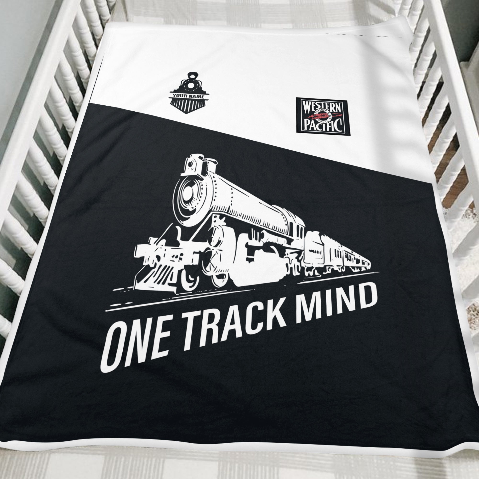 Railspirit Personalized Western Pacific Railroad Blanket One Track Mind Train Blanket Gift Idea For Train Lover