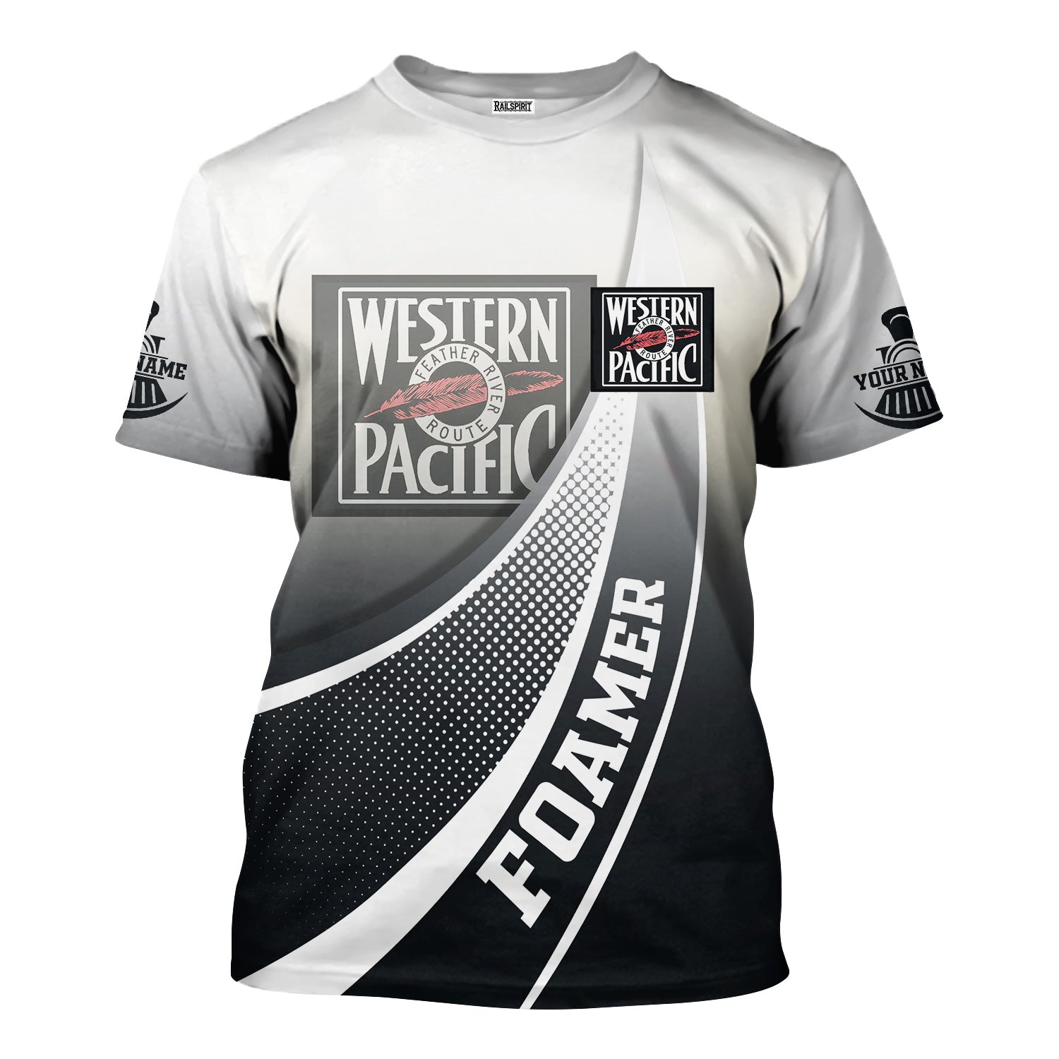 Railspirit Personalized Western Pacific Railroad T-Shirt Railway-Themed Style Shirt Gift Idea For Trainspotter