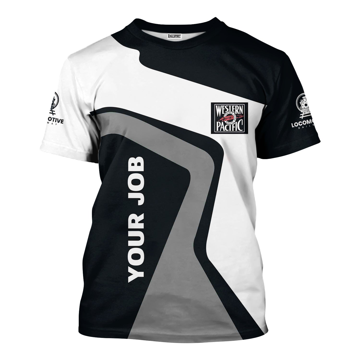 Railspirit Personalized Western Pacific Railroad T-Shirt Unique Design with Custom Job Position Train Shirt