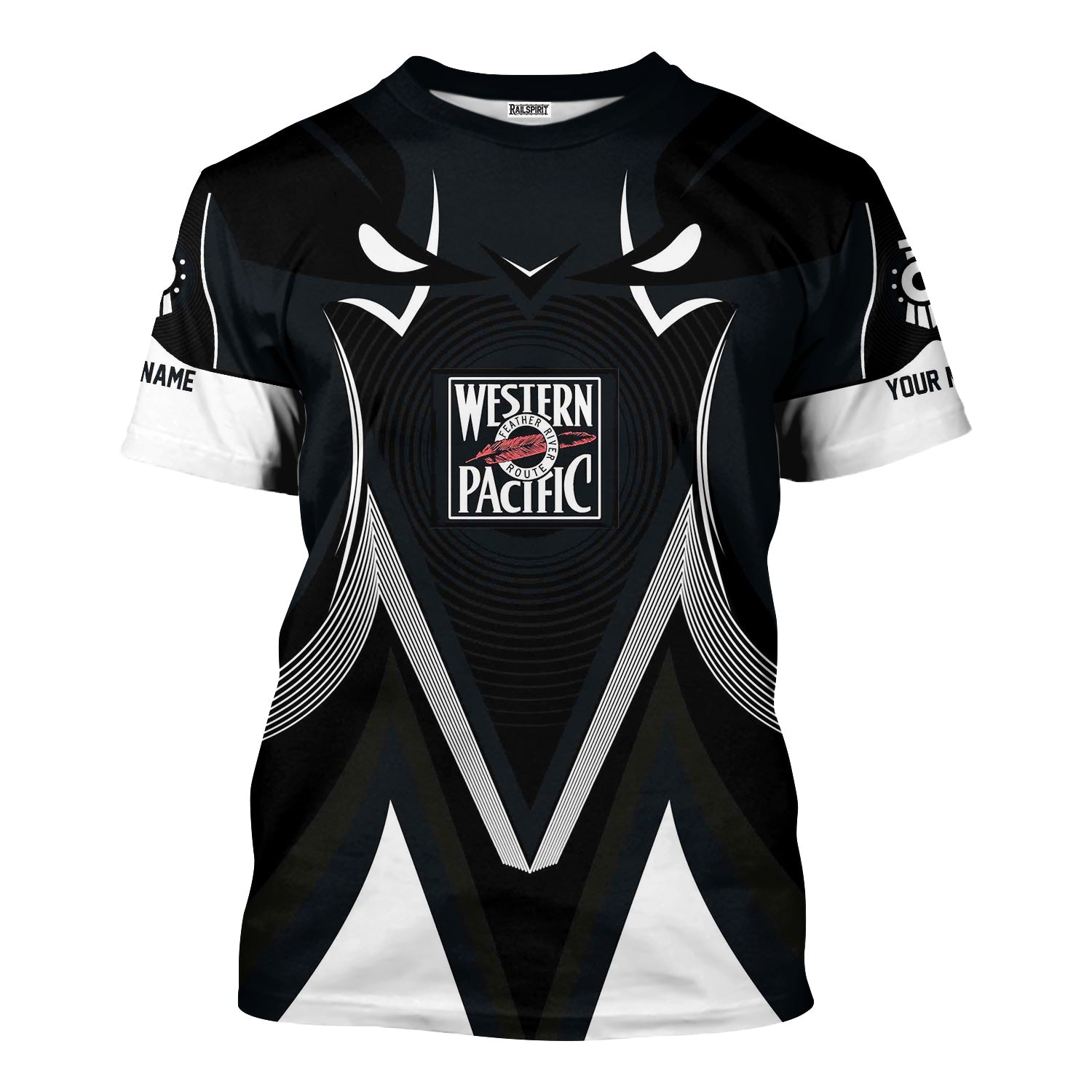 Railspirit Personalized Western Pacific Railroad T-Shirt Vibrant Graphic Pattern Shirt For Train Enthusiasts