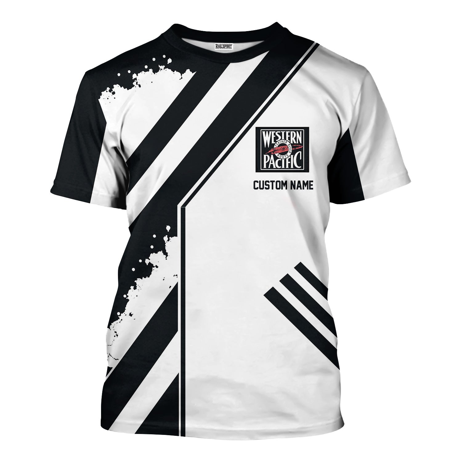 Railspirit Personalized Western Pacific Railroad T-Shirt Locomotive Design Train Shirt for Train Enthusiast