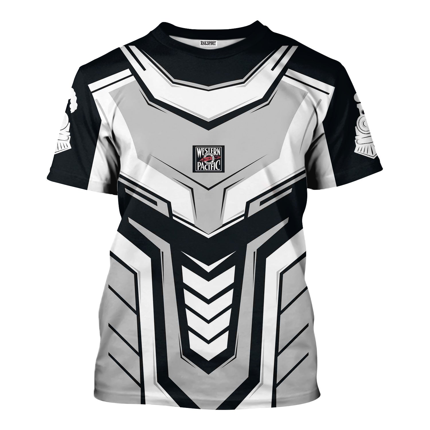 Railspirit Personalized Western Pacific Railroad T-Shirt Armor-Inspired Design Train Shirt All Over Print