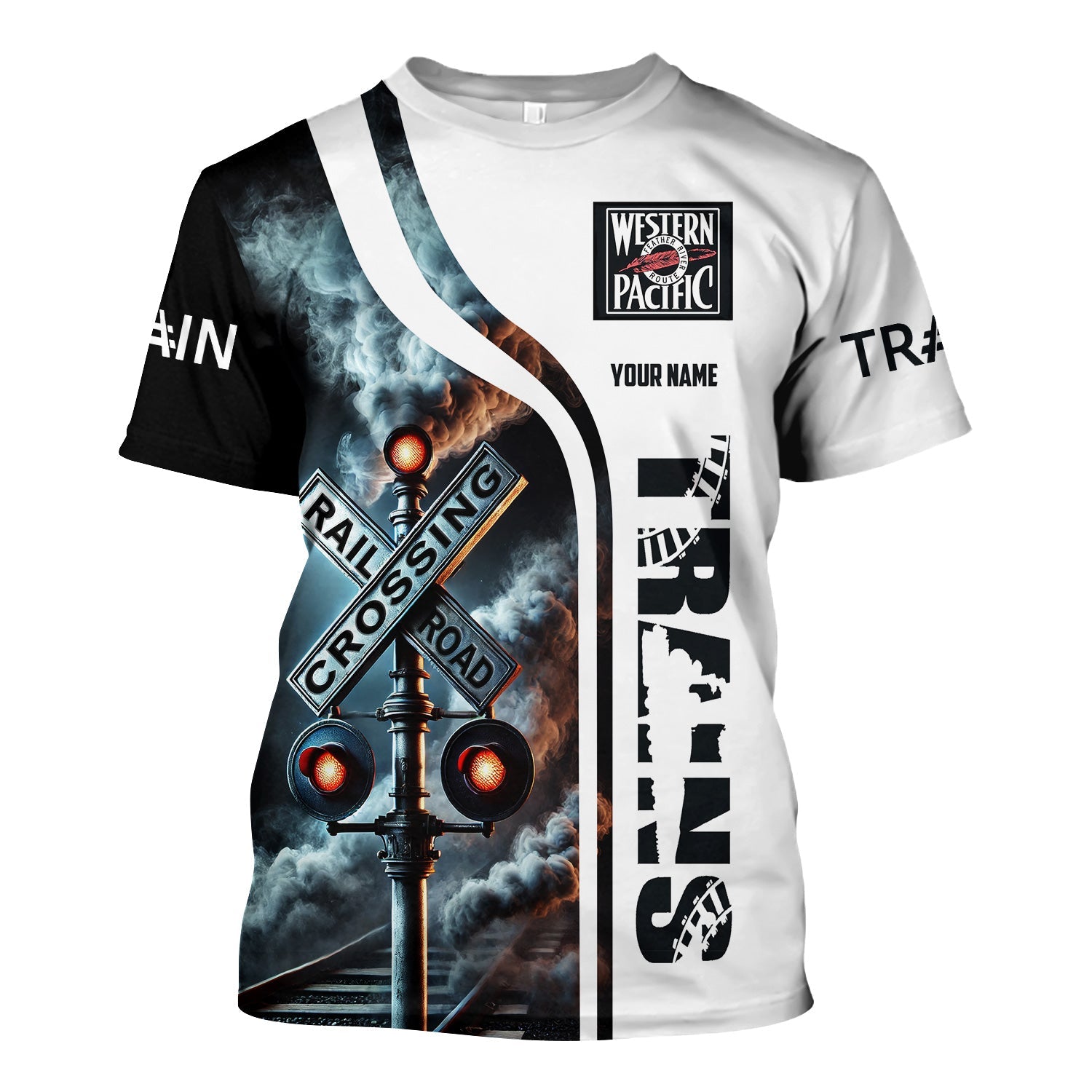 Railspirit Custom Name Western Pacific Railroad T Shirt Railroad Crossing Sign Train Shirt All Over Print