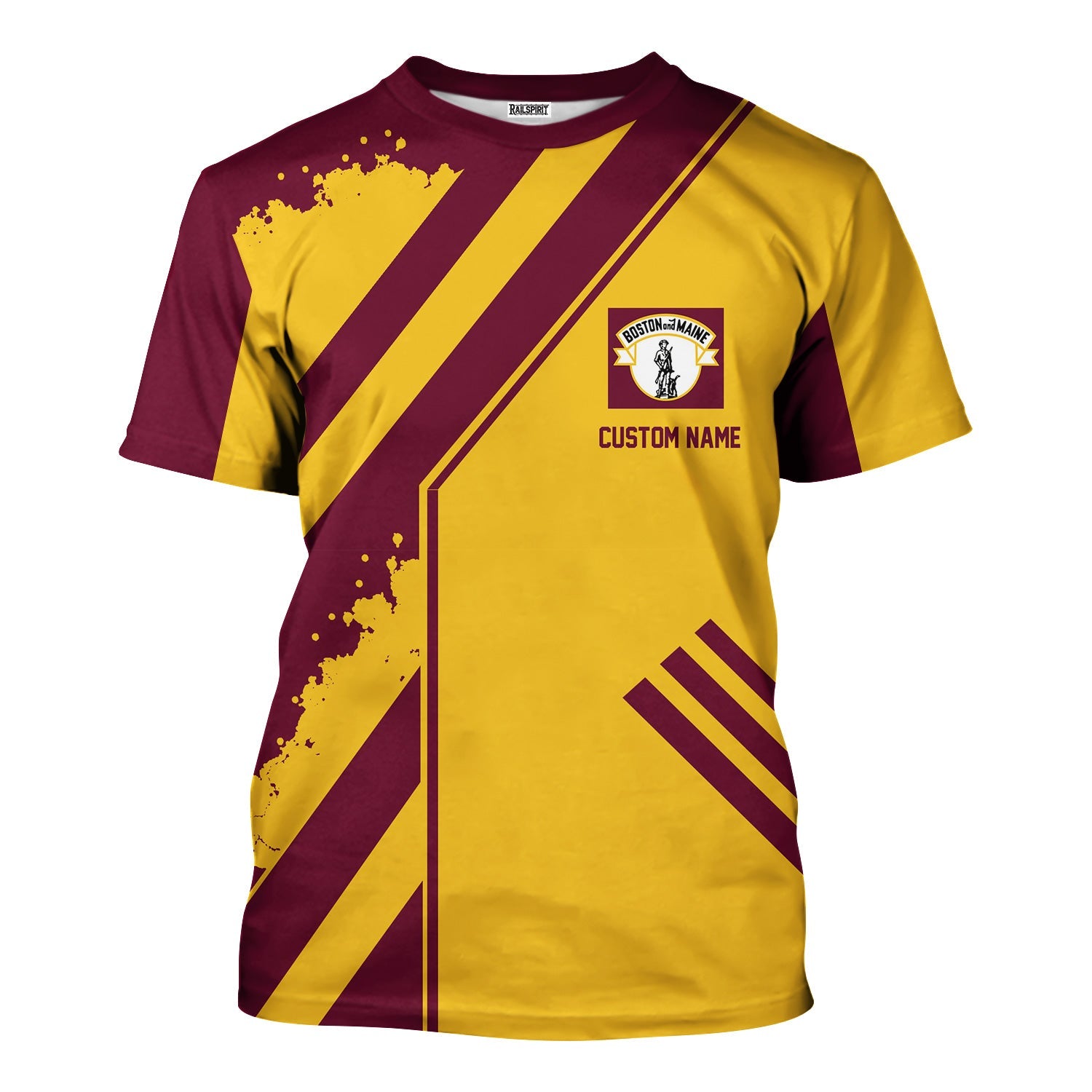 Railspirit Personalized Boston and Maine Railroad T-Shirt Locomotive Design Train Shirt for Train Enthusiast