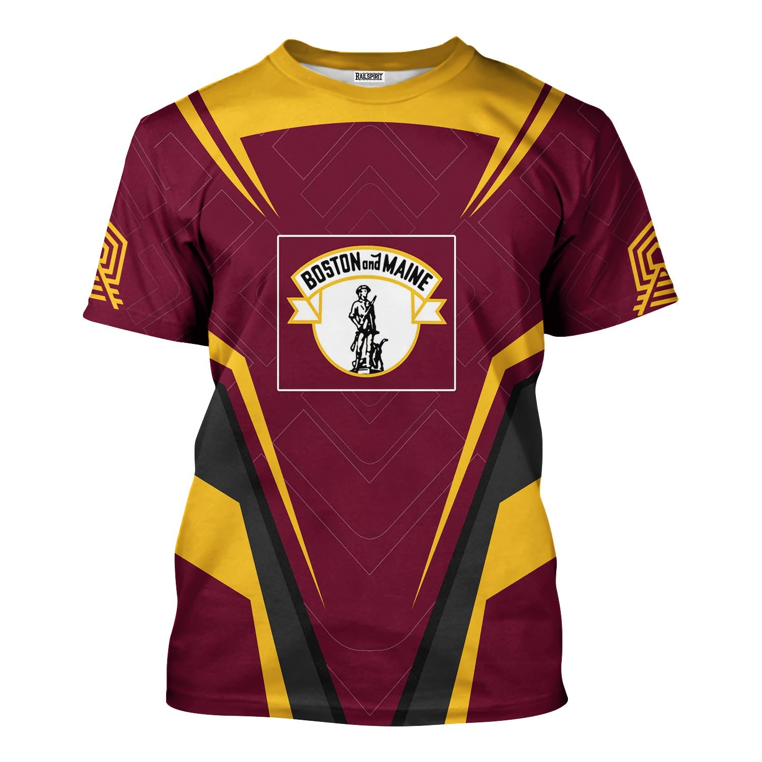 Railspirit Personalized Boston and Maine Railroad T-Shirt Railway Inspired Apparel Train Shirt for Train Lovers