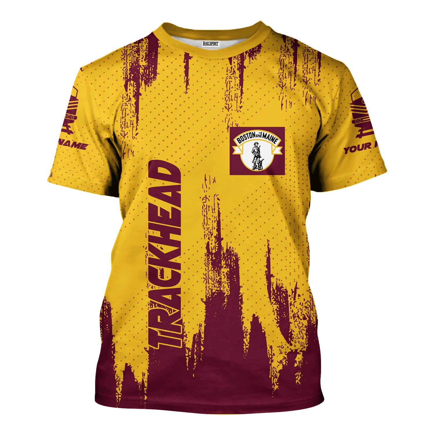 Railspirit Personalized Boston and Maine Railroad T-Shirt Paint Impact Design Train Shirt for Trackhead