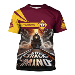 Railspirit Personalized Boston and Maine Railroad T Shirt One Track Mind Train Printed Shirt