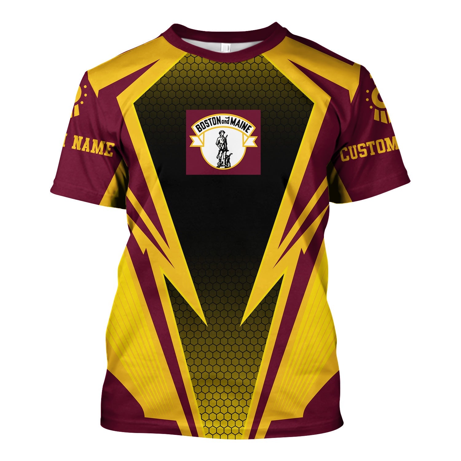 Railspirit Personalized Boston and Maine Railroad T-Shirt Lightning Graphic Style Shirt Gift Idea For Train Lover