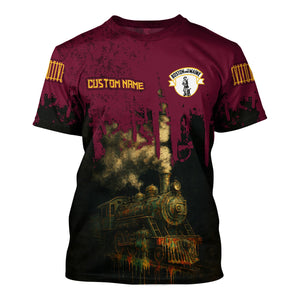Railspirit Personalized Boston and Maine Railroad T-Shirt Vintage Train Art Style Shirt For Locomotive Fans