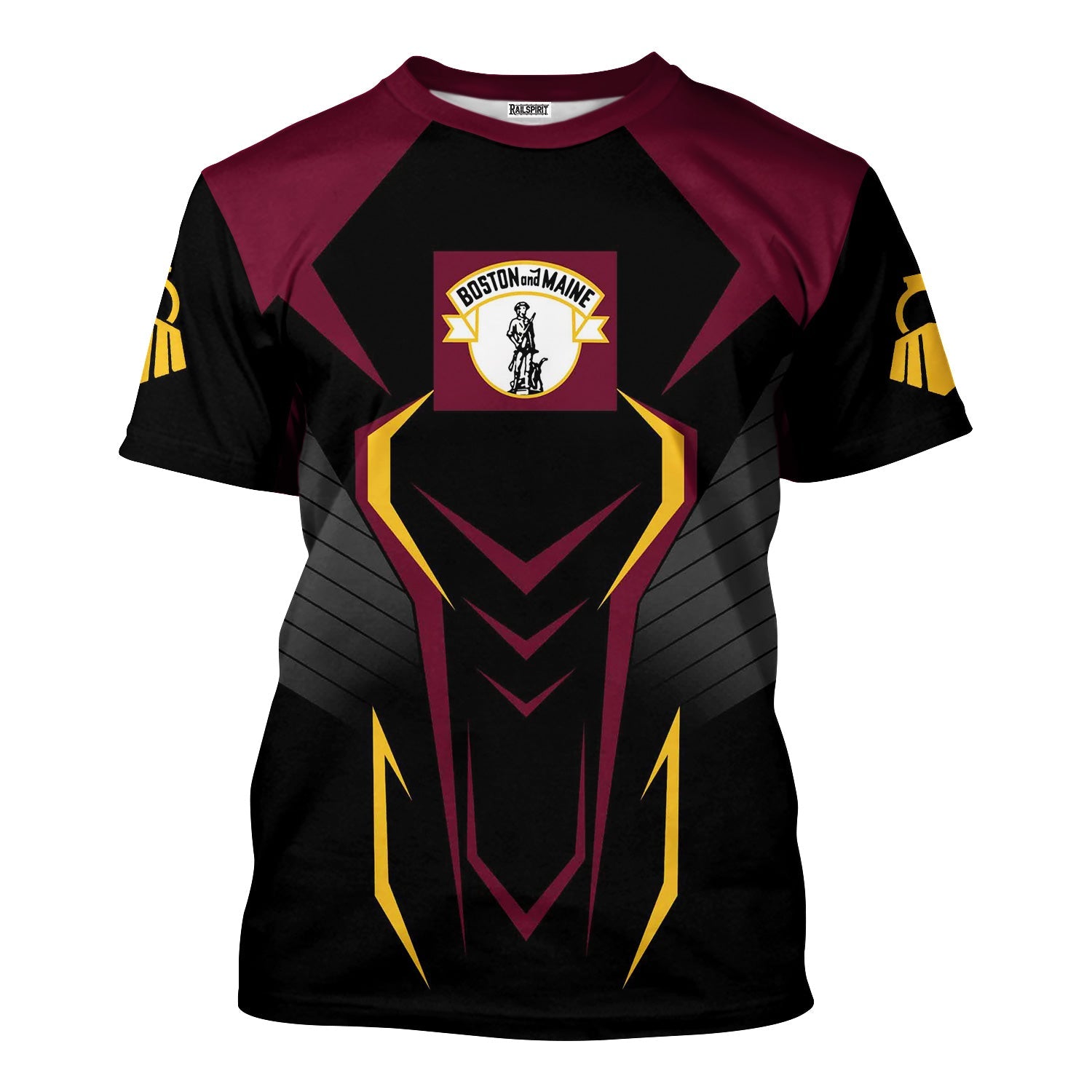 Railspirit Personalized Boston and Maine Railroad T-Shirt Dynamic Design Style Perfect Shirt for Train Enthusiasts