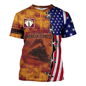 Railspirit Personalized Boston and Maine Railroad T-Shirt Retro American Express Train With USA Flag Shirt