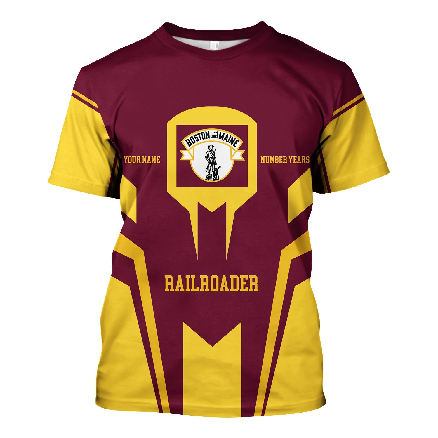 Railspirit Personalized Boston and Maine Railroad T-Shirt Custom Year Railroader Shirt Gift Idea For Train Lover