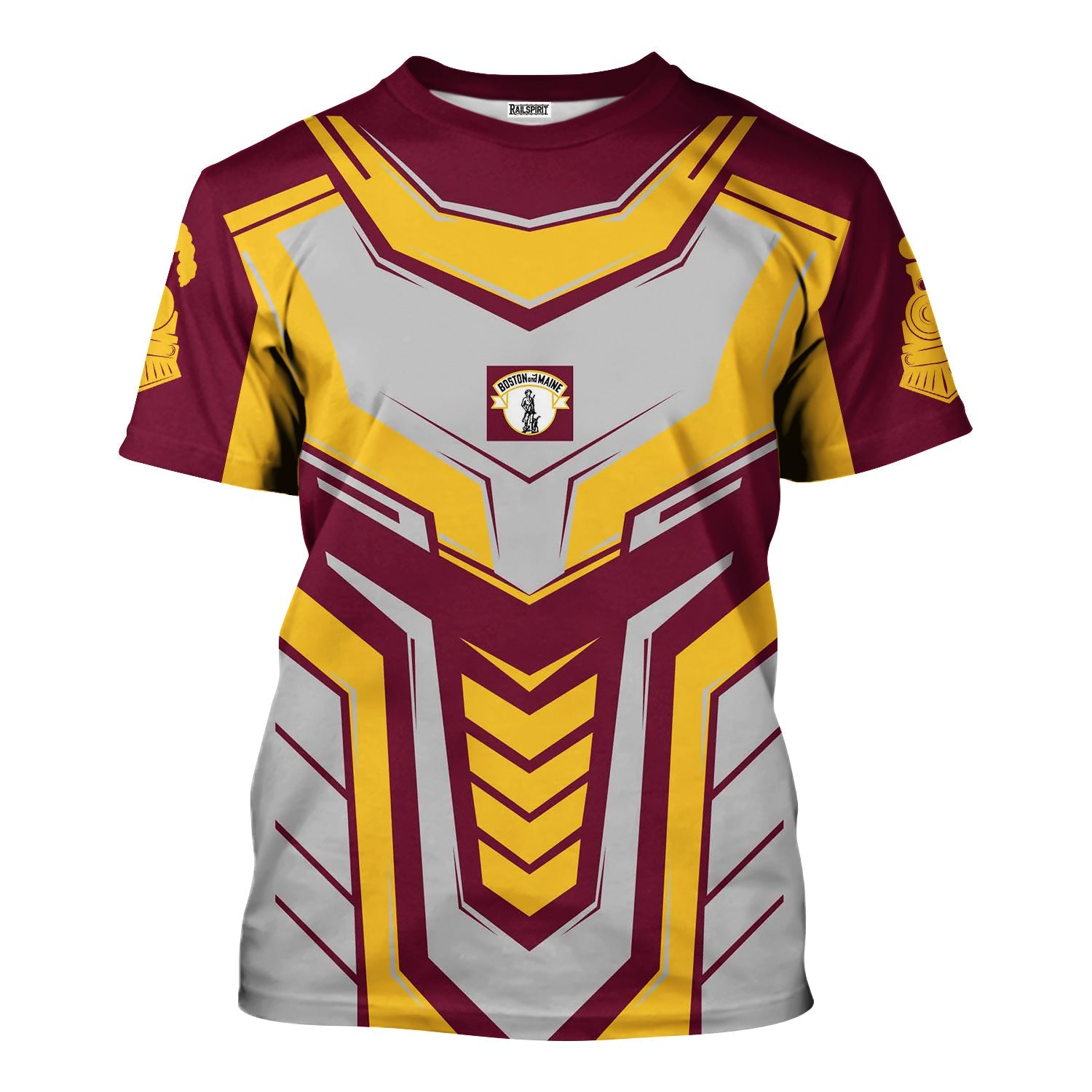 Railspirit Personalized Boston and Maine Railroad T-Shirt Armor-Inspired Design Train Shirt All Over Print