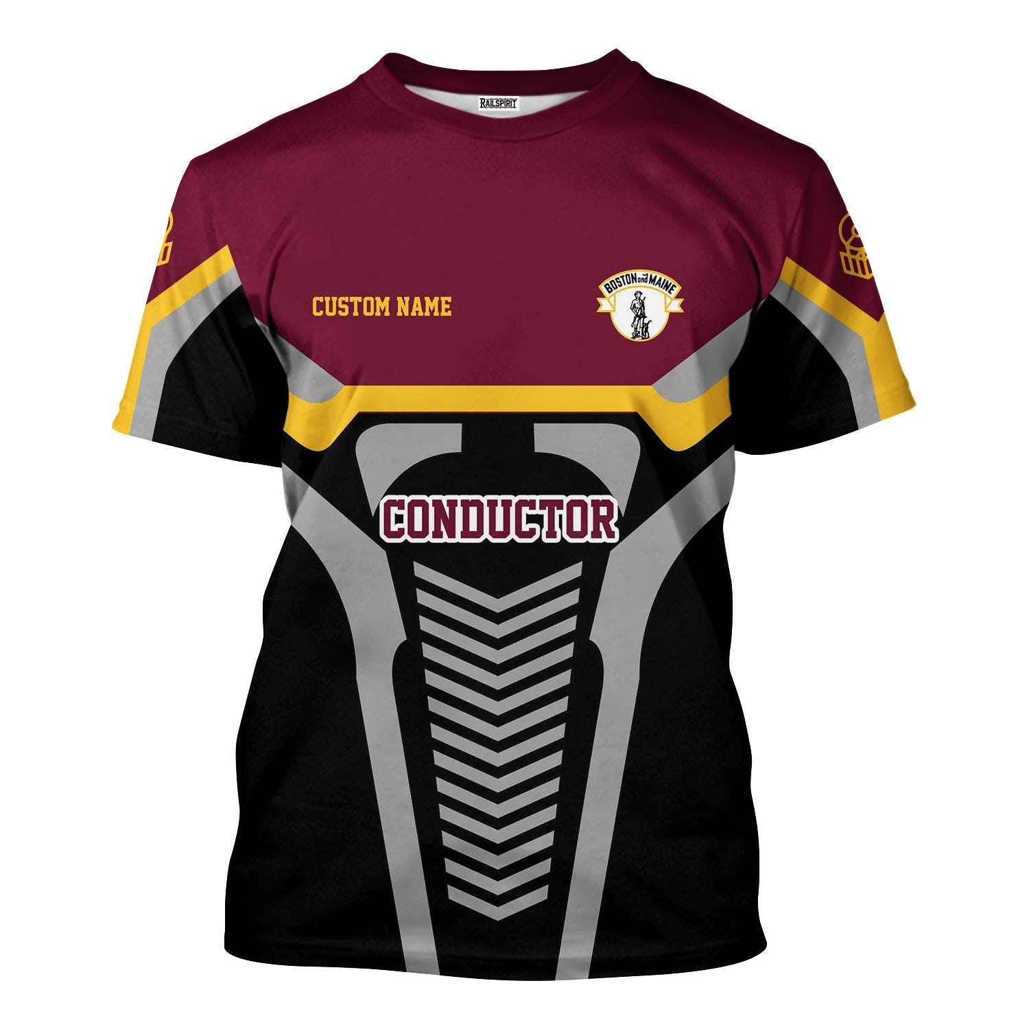 Railspirit Personalized Boston and Maine Railroad T-Shirt Track-Inspired with Custom Job Position Train Shirt