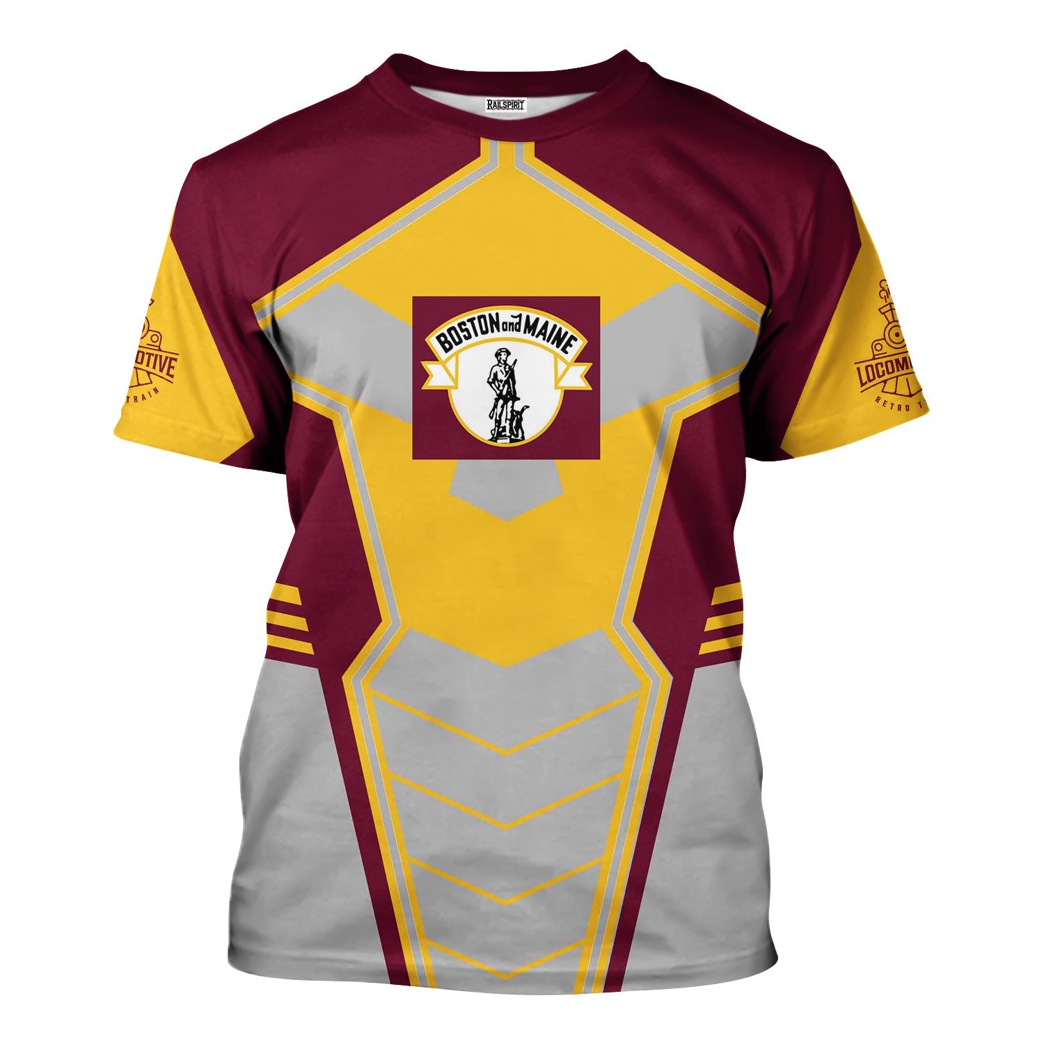 Railspirit Personalized Boston and Maine Railroad T-Shirt Engine-Inspired Style Train Shirt for Railroad Fanatic