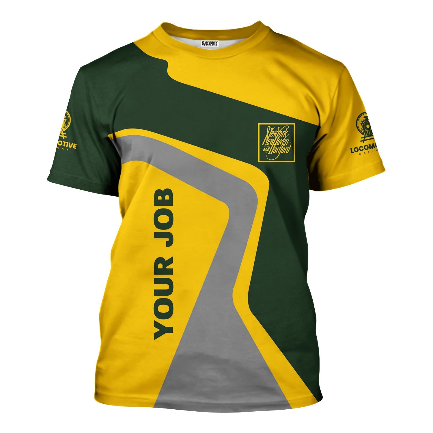 Railspirit Personalized New York, New Haven and Hartford Railroad T-Shirt Unique Design with Custom Job Position New Haven Railroad Train Shirt