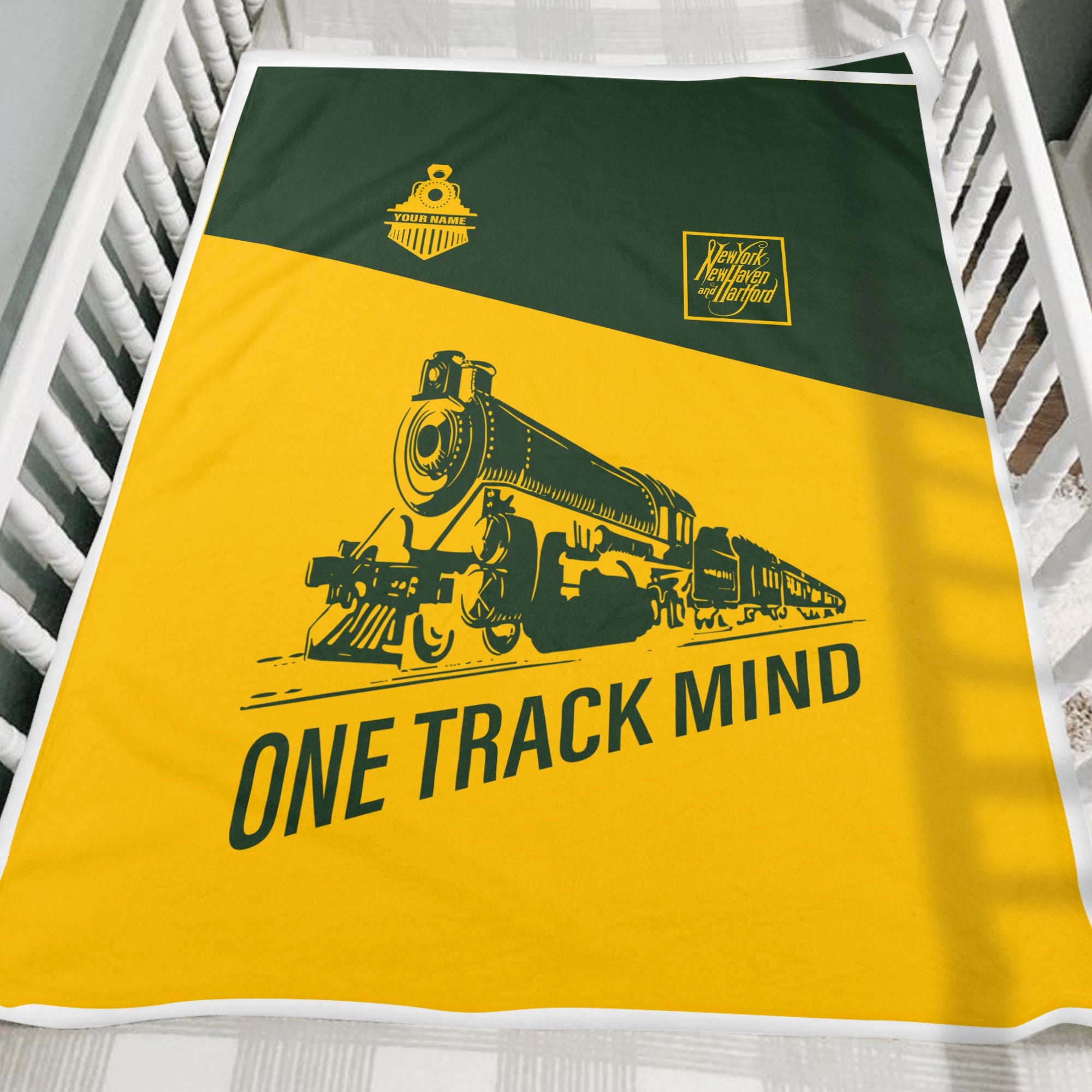 Railspirit Personalized New York, New Haven and Hartford Railroad Blanket One Track Mind New Haven Railroad Train Blanket Gift Idea For Train Lover