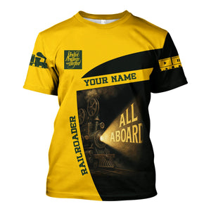 Railspirit Personalized New York, New Haven and Hartford Railroad T-Shirt All Aboard Steam Train Movie Projector Style New Haven Railroad Shirt