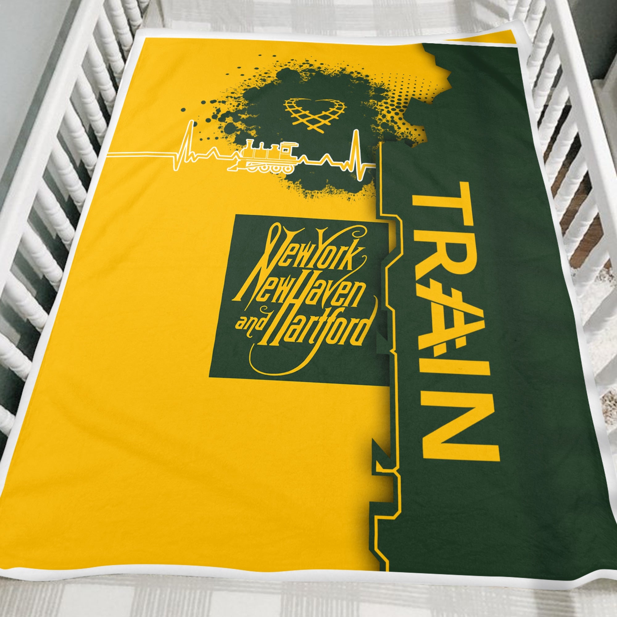 Railspirit New York, New Haven and Hartford Railroad Blanket Engine Heartbeat and Track Love Style New Haven Railroad Blanket