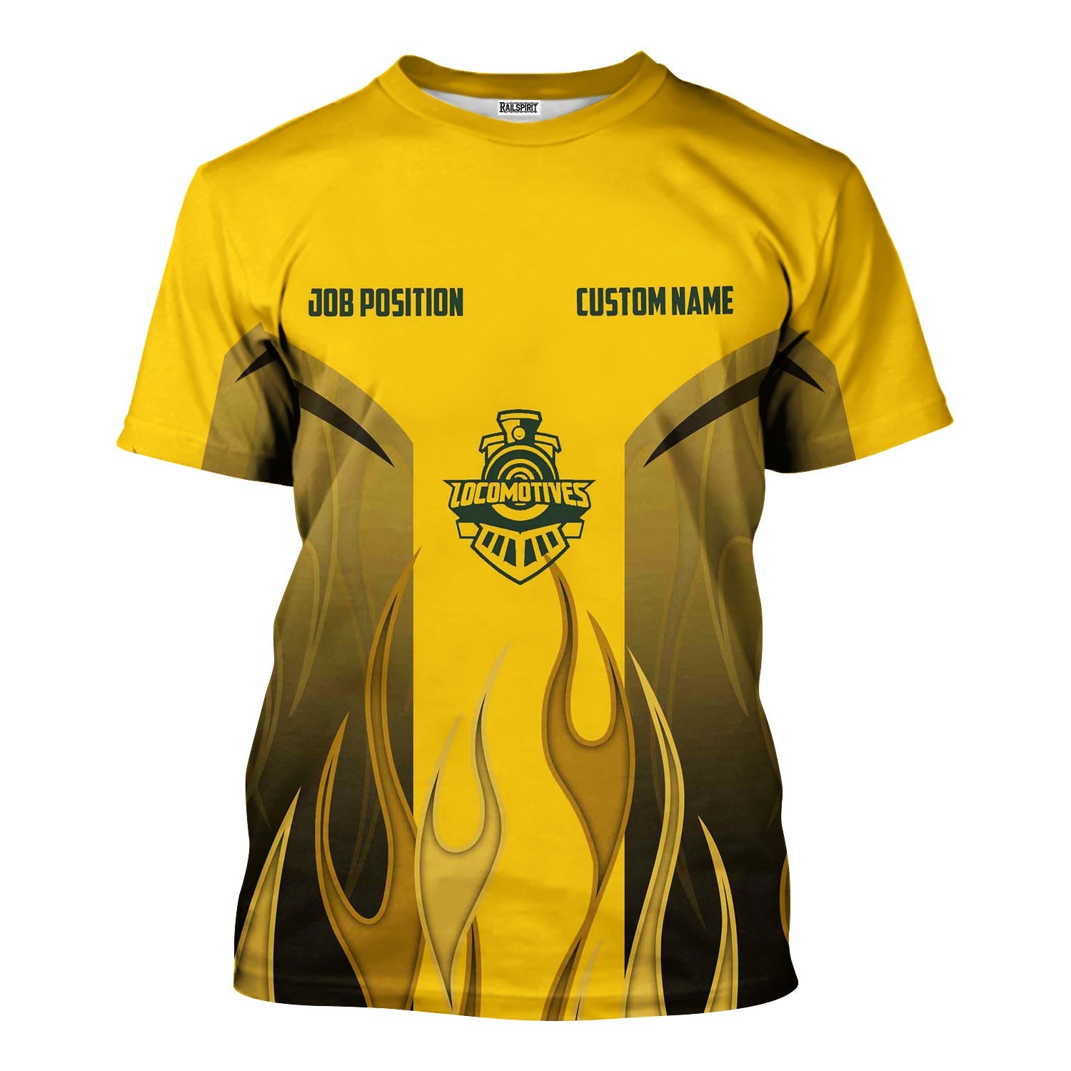 Railspirit Custom Name and Job Title New York, New Haven and Hartford Railroad T-Shirt Flame Graphic New Haven Railroad Train Shirt