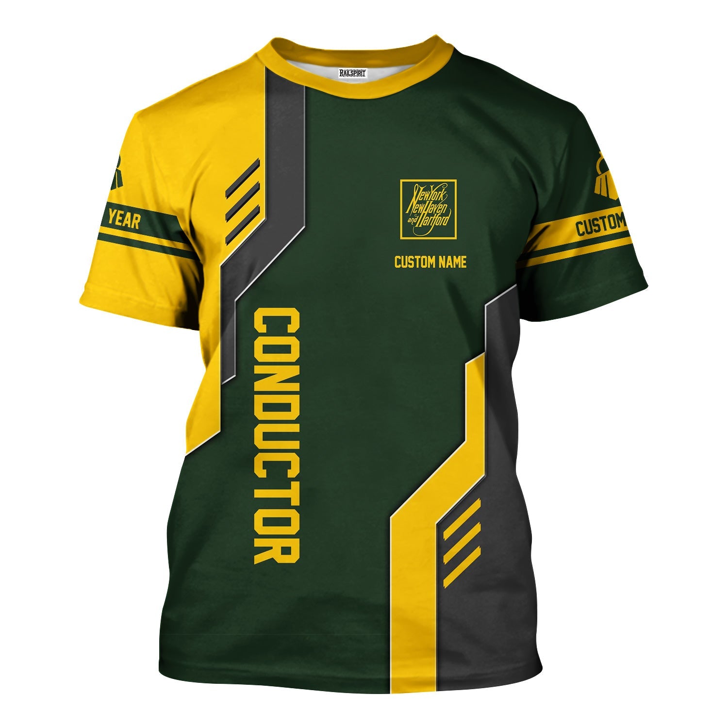 Railspirit Personalized New York, New Haven and Hartford Railroad T-Shirt Unique Railway Style with Custom Job New Haven Railroad Train Shirt