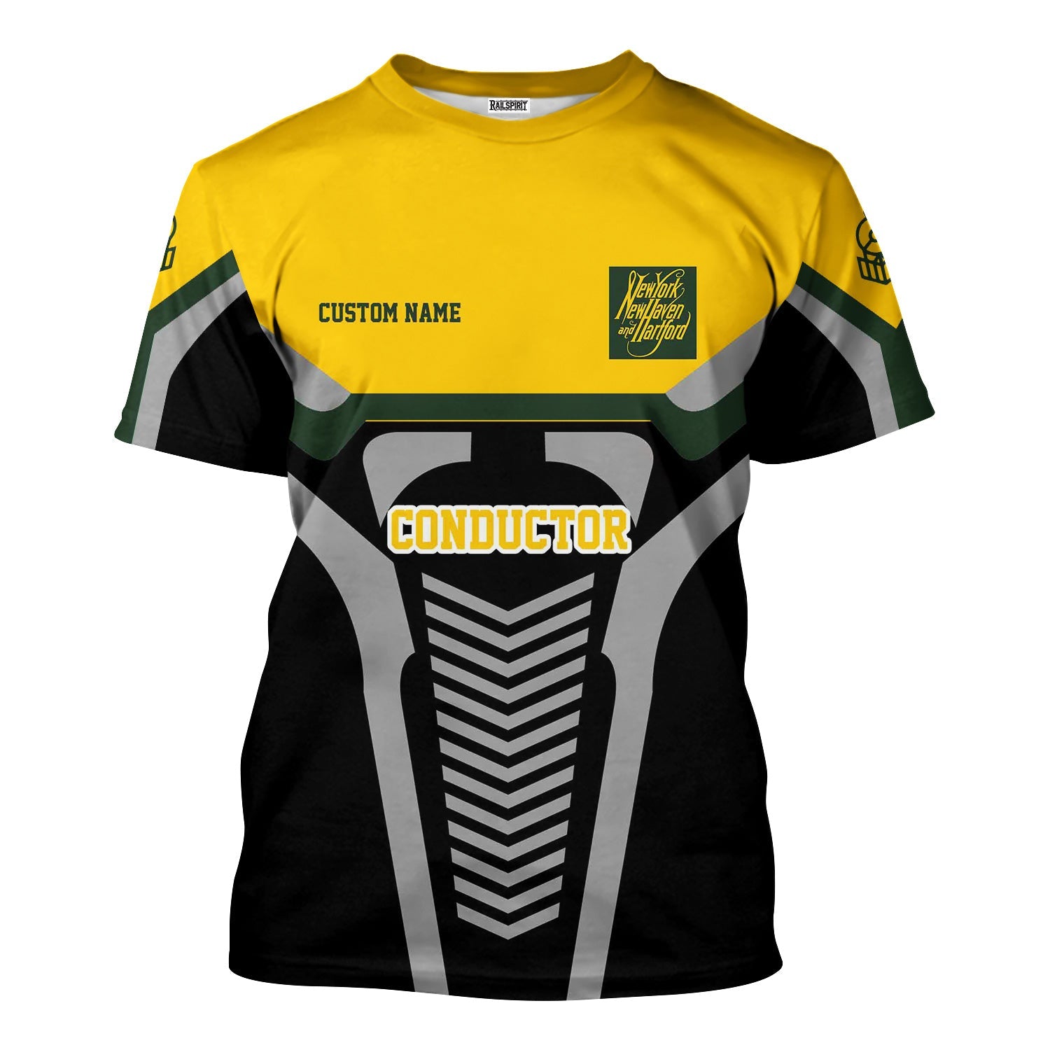 Railspirit Personalized New York, New Haven and Hartford Railroad T-Shirt Track-Inspired with Custom Job Position New Haven Railroad Train Shirt