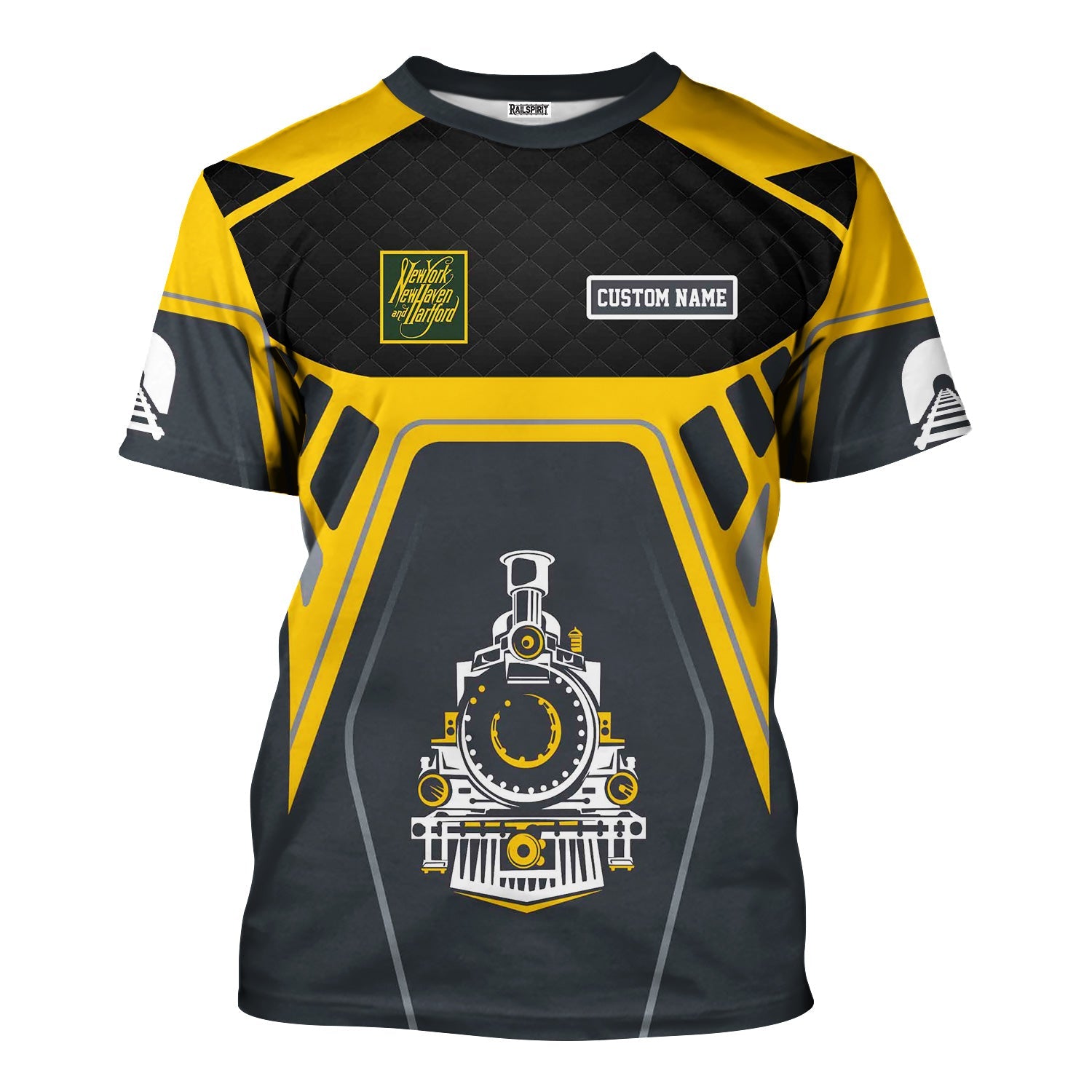 Railspirit Personalized New York, New Haven and Hartford Railroad T-Shirt Steam Locomotive Engine Graphic New Haven Railroad Train Shirt