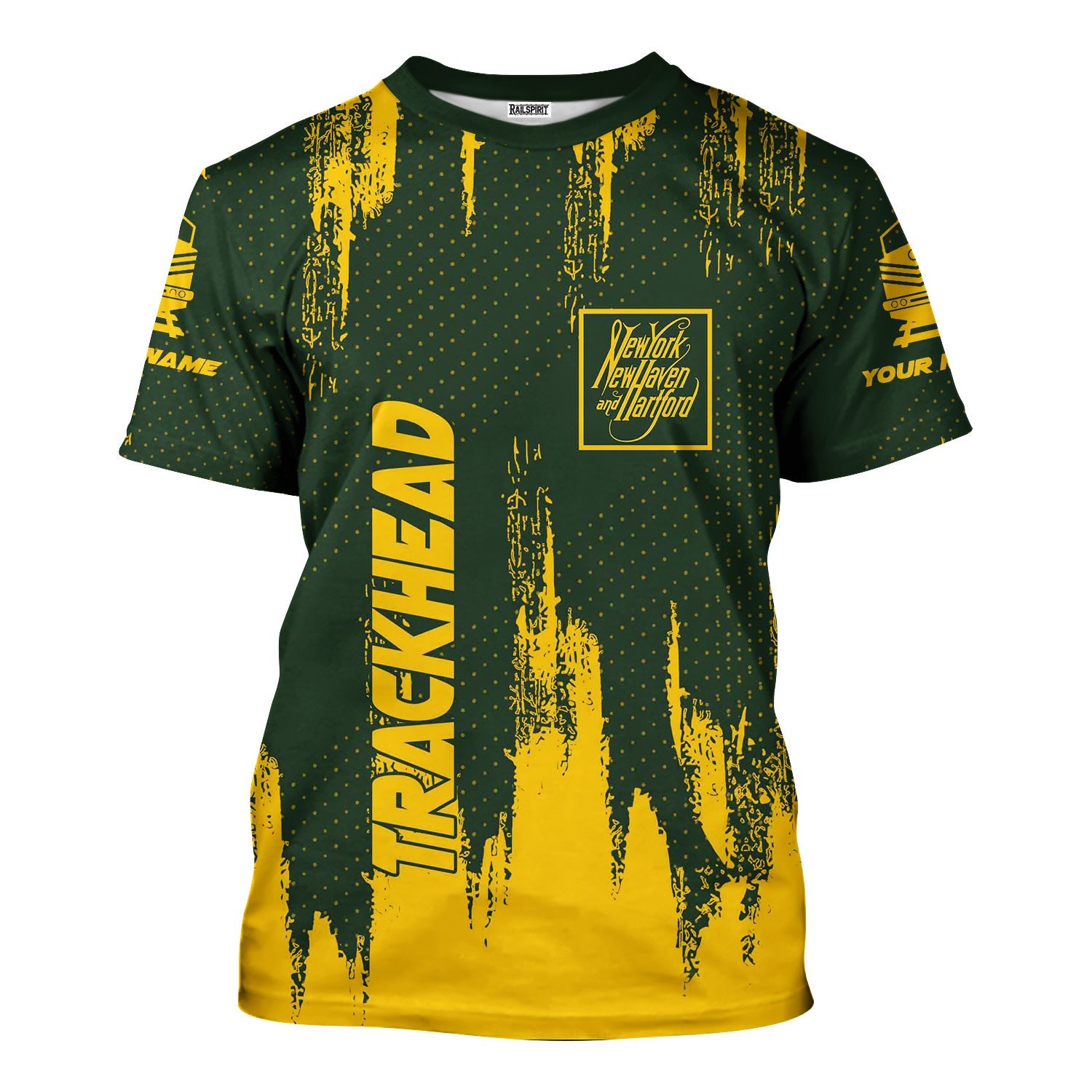 Railspirit Personalized New York, New Haven and Hartford Railroad T-Shirt Paint Impact Design New Haven Railroad Train Shirt for Trackhead