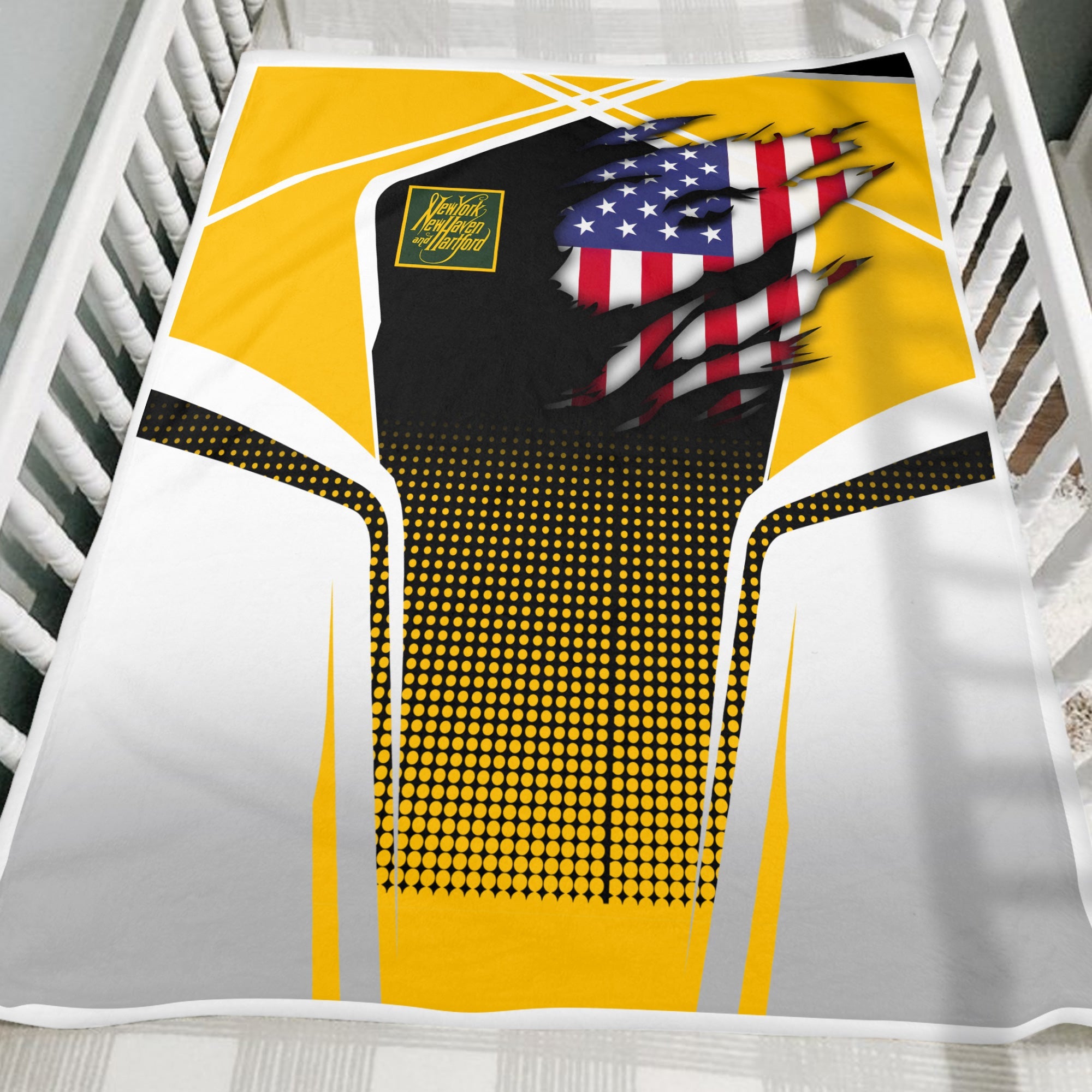 Railspirit Personalized New York, New Haven and Hartford Railroad Blanket American Vintage New Haven Railroad All Over Printed Blanket