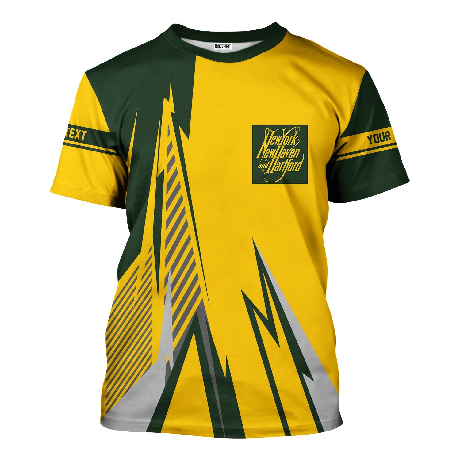 Railspirit Personalized New York, New Haven and Hartford Railroad T-Shirt Lightning-Inspired Railway Style New Haven Railroad Shirt For Train Lovers