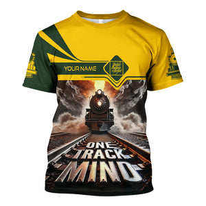 Railspirit Personalized New York, New Haven and Hartford Railroad T Shirt One Track Mind New Haven Railroad Train Printed Shirt