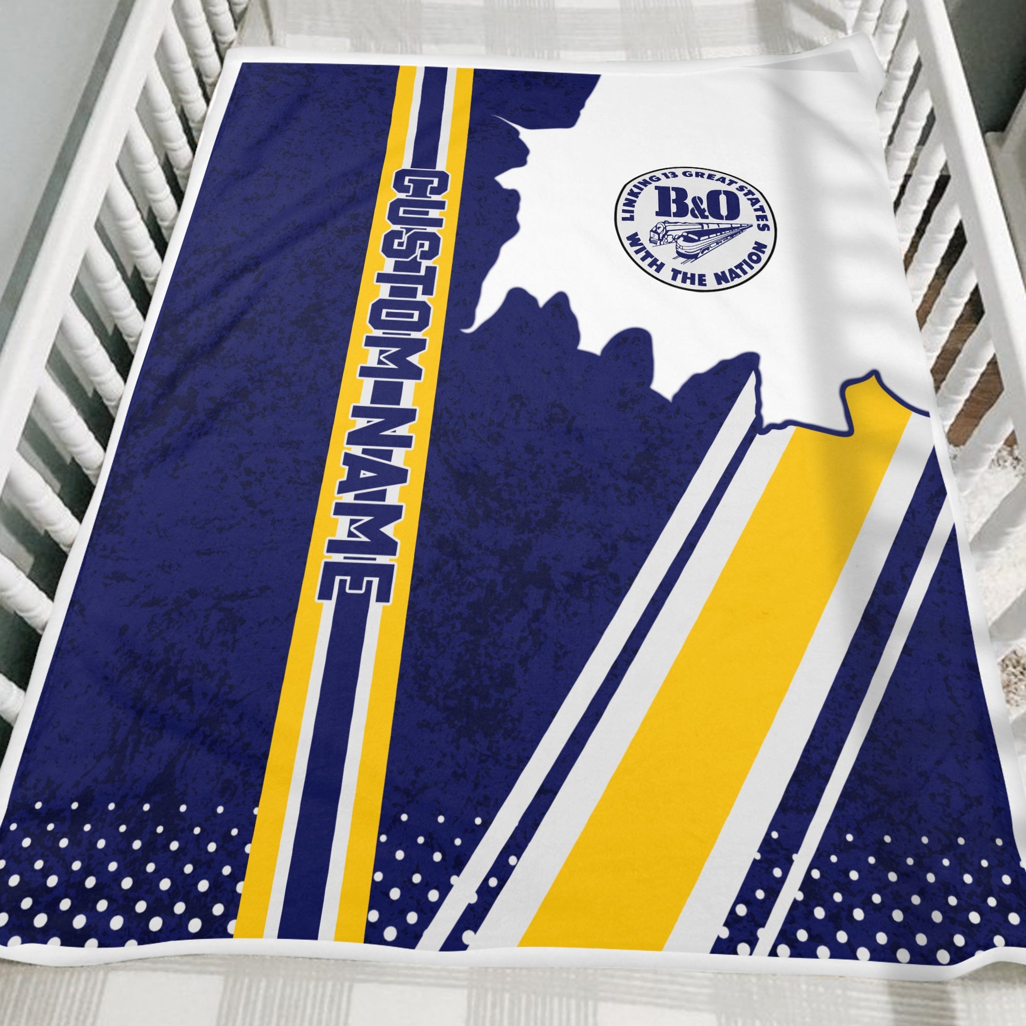 Railspirit Personalized B&O Great States Railroad Blanket Vintage All Over Printed Blanket