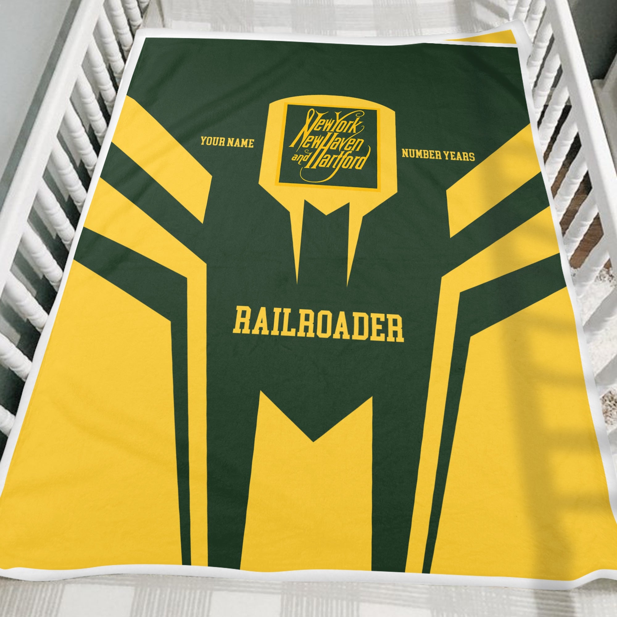 Railspirit Personalized New York, New Haven and Hartford Railroad Blanket Custom Year Railroader New Haven Railroad Gift Idea For Train Lover