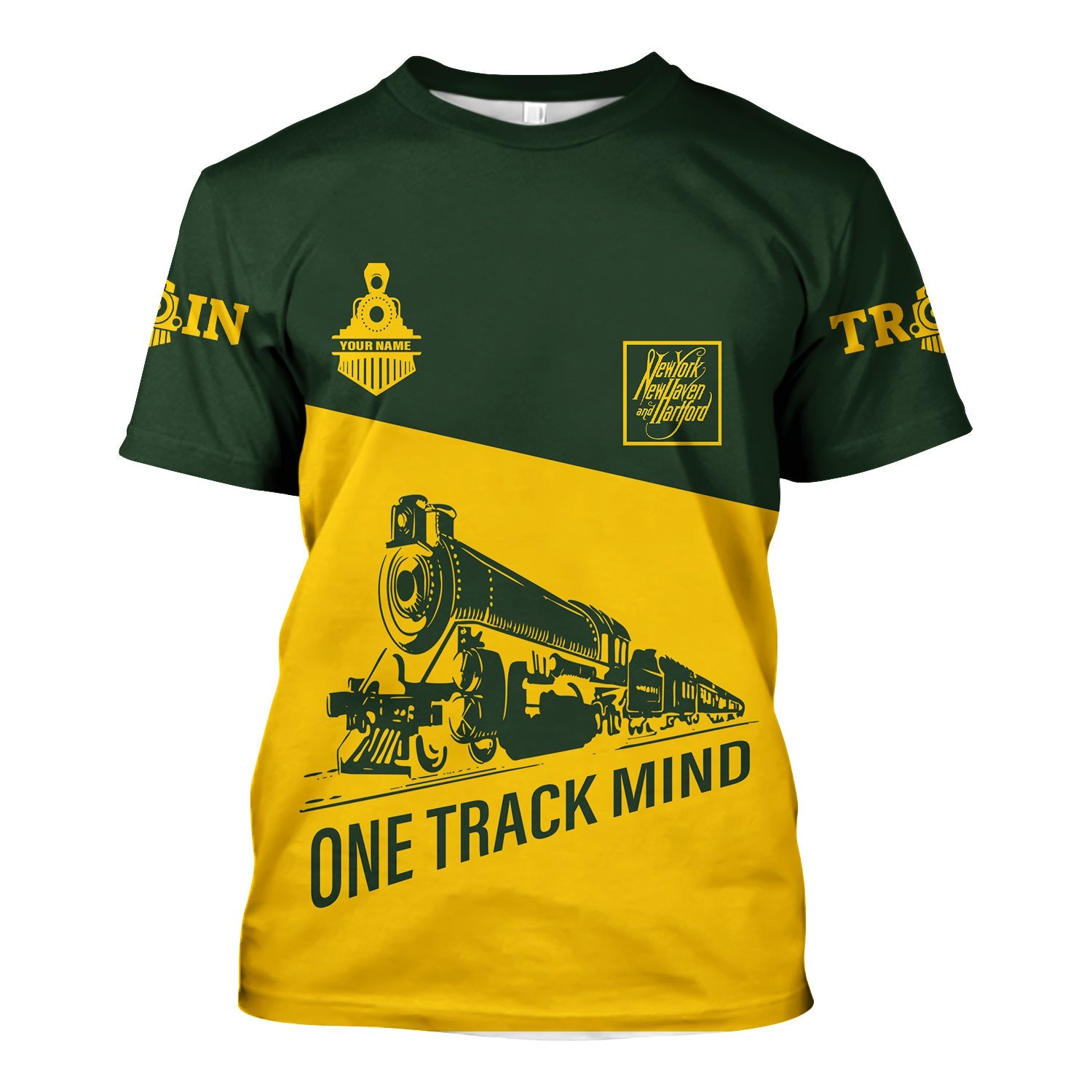 Railspirit Personalized New York, New Haven and Hartford Railroad T Shirt One Track Mind Unisex Train Shirt Gift Idea For Train Lover
