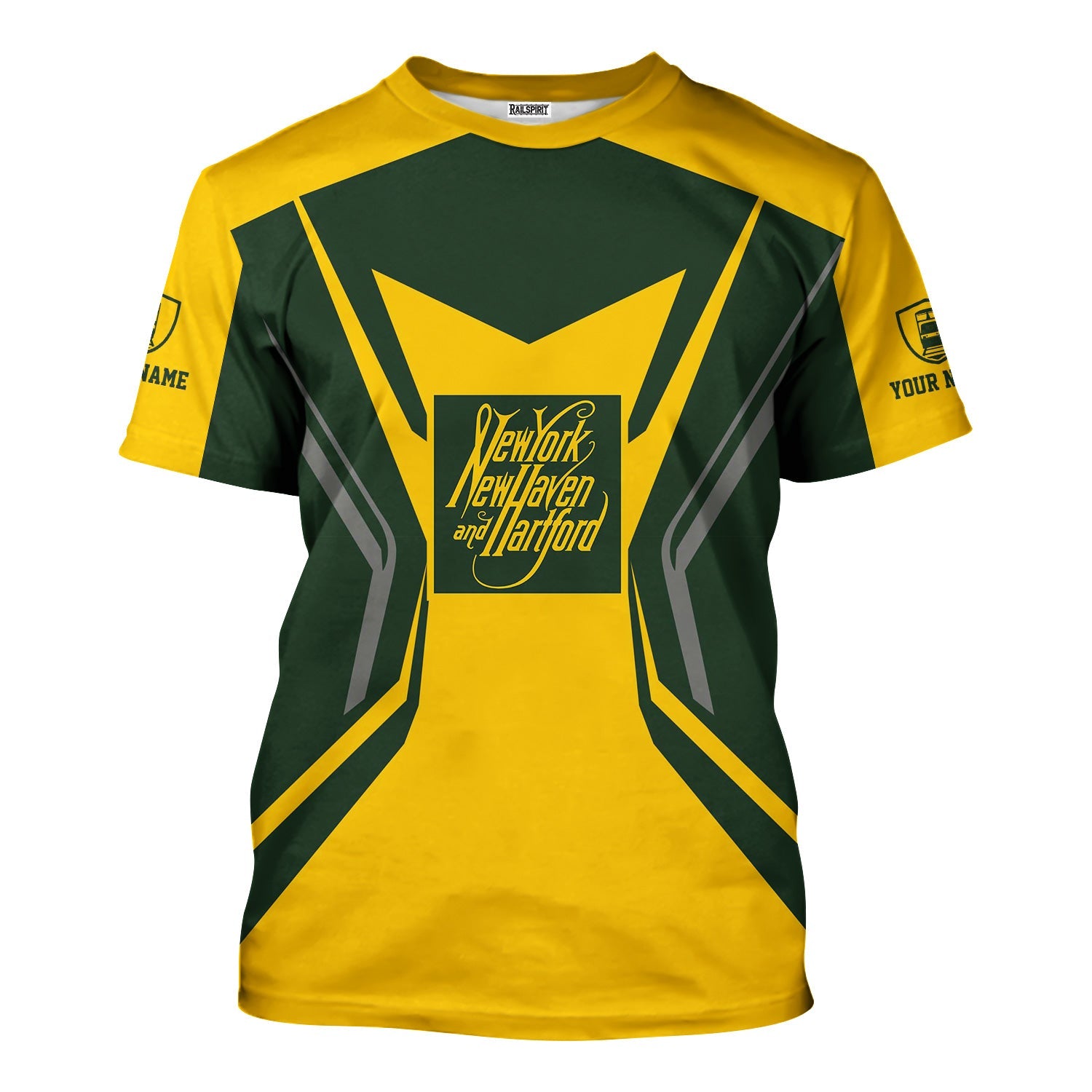 Railspirit Personalized New York, New Haven and Hartford Railroad T-Shirt Unique Style with Custom Job New Haven Railroad Train Shirt