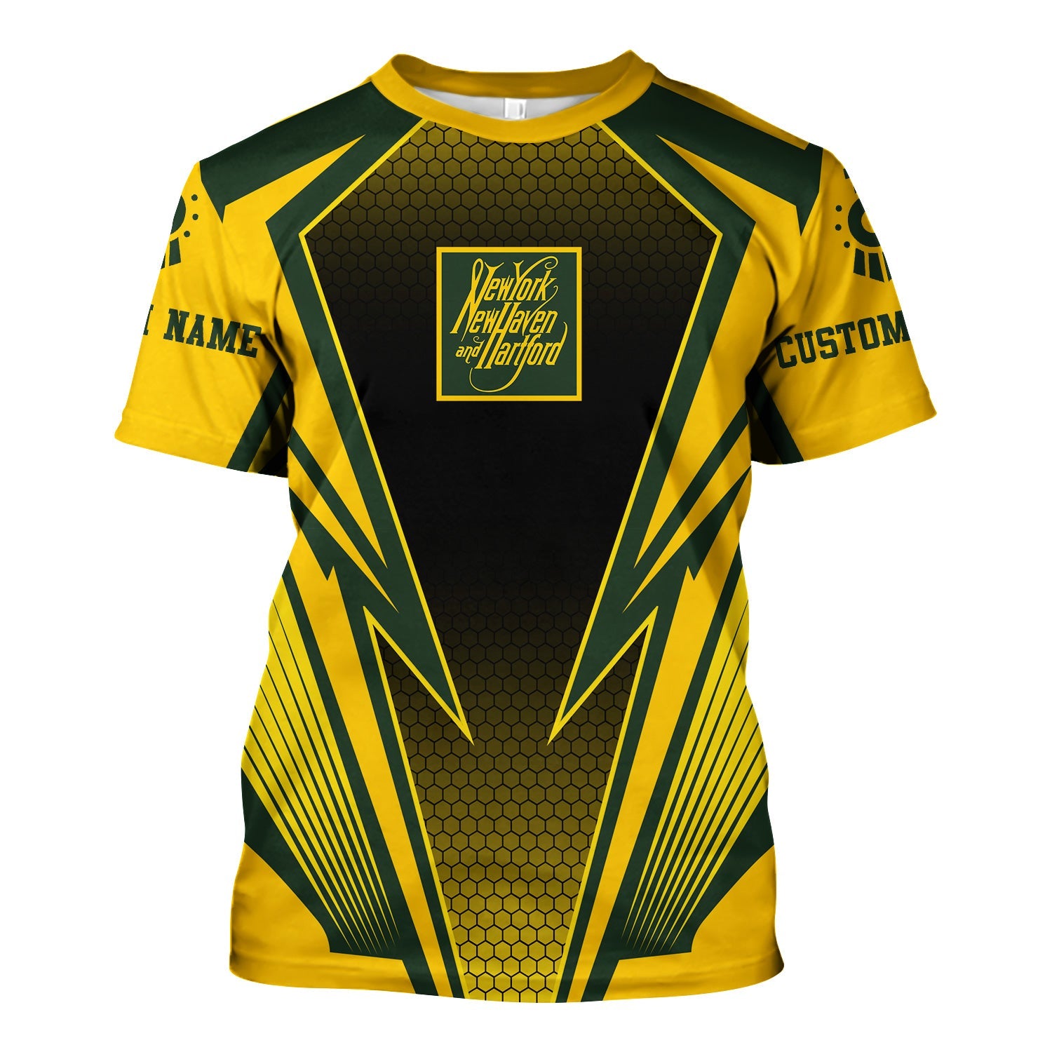 Railspirit Personalized New York, New Haven and Hartford Railroad T-Shirt Lightning Graphic Style New Haven Railroad Shirt Gift Idea For Train Lover