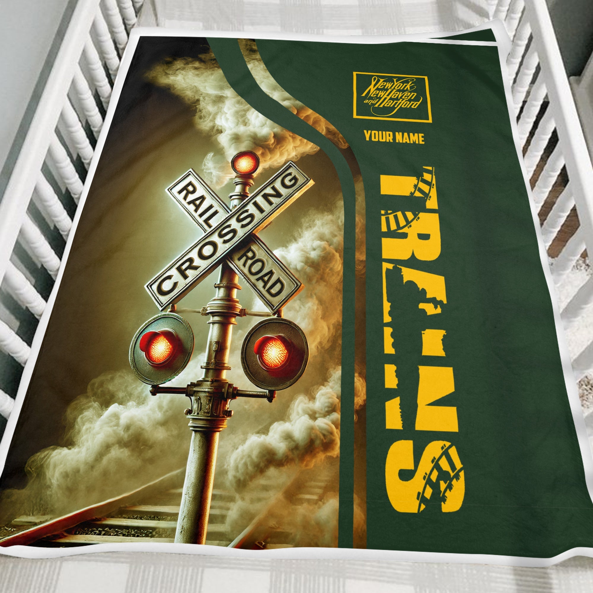 Railspirit Personalized New York, New Haven and Hartford Railroad Blanket Railroad Crossing Sign New Haven Railroad Blanket All Over Print